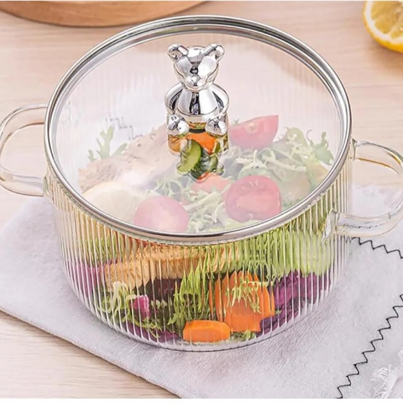 LITTLE HOMIE Glass Pots for Cooking on Stove with Lids 1.6L (54oz) - GlassPot Co - Picture 4 of 12